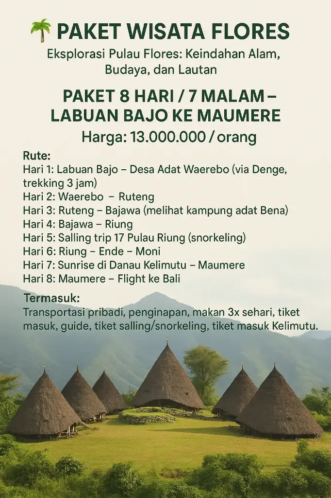 Paket 8 Hari / 7 Malam – Labuan Bajo ke Maumere